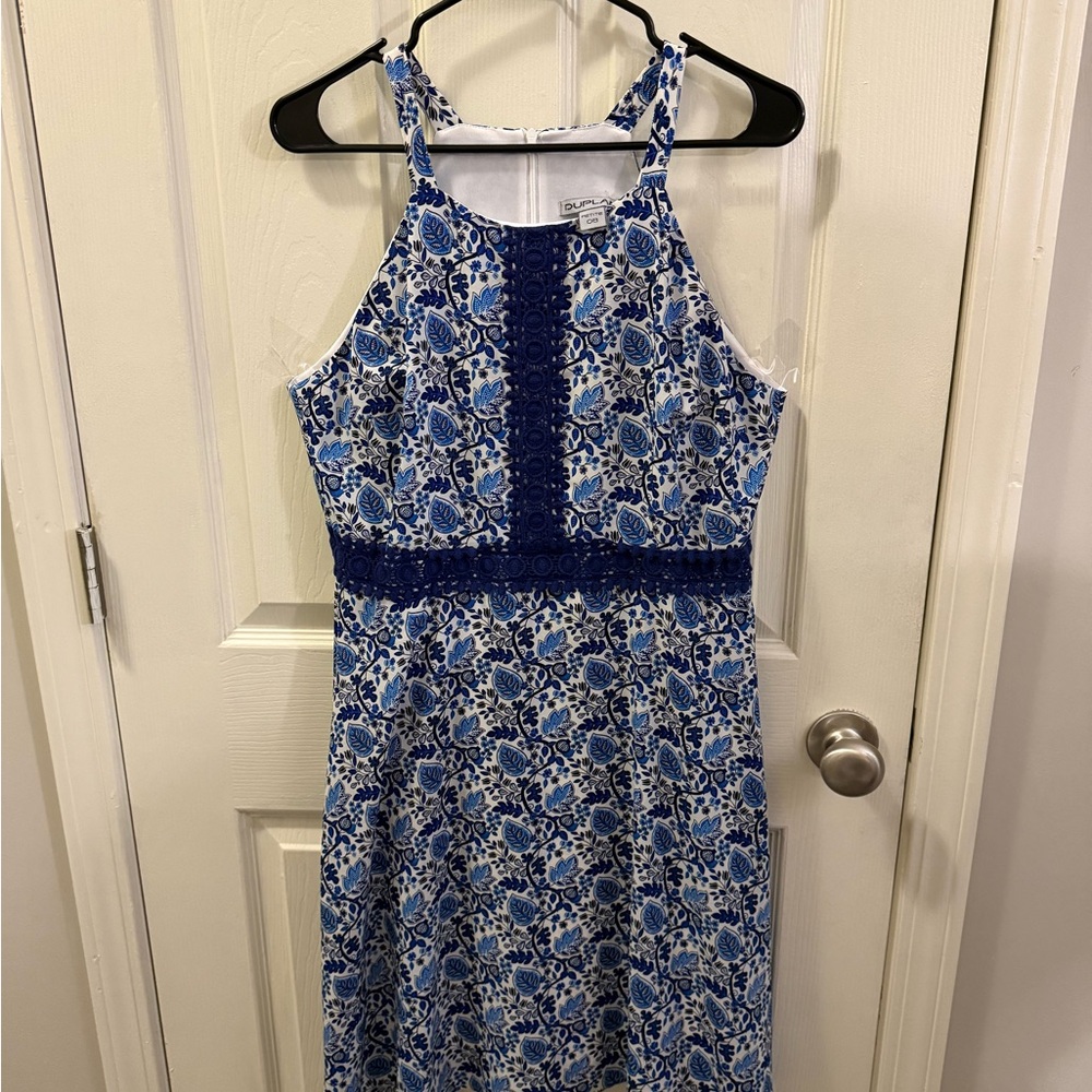 Blue Floral Halter Dress